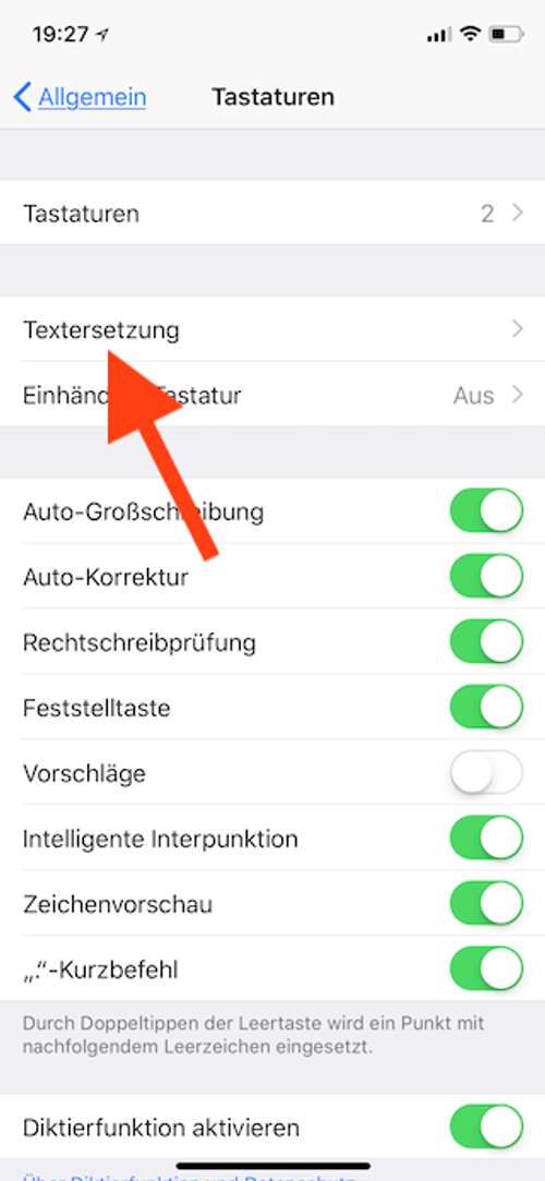Apple-Logo als Emoji auf dem Apple iPhone iPad und Mac einsetzen Textersetzung aufrufen