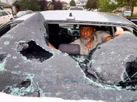 Car windshield destroyed by hail