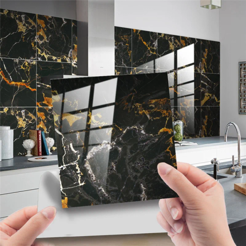 AA81-Marble Decorative Adhesive Tile Stickers For Bathroom And Kitchen Tile Stickers,Waterproof Self-Adhesive Decoration A M