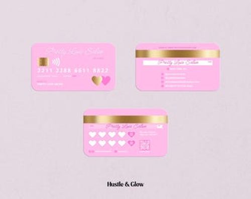 Business Card Credit Card Template, Credit Card Loyalty Card, Pink Business Card, Lash, Nail, Hair, Esthetician, QR Code Business Card