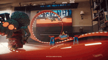 a hot wheels video game is being played on a television