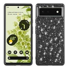 Joie & Joho Compatible with Google Pixel 6 5G 2021, Sparkling Back Cover Protective Case PC Hard Shockproof Protection Cover Case, Black, For Google Pixel 6 5G 2021