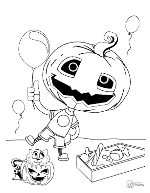 Pumpkin Cartoon coloring page free printable Sheet