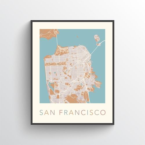 San Francisco Map, San Francisco Street Map, San Francisco City Map, San Francisco Art, San Francisco Map Print, San Francisco, US, USA
