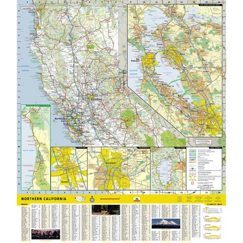 Northwestern California detailed map showing cities, highways, national parks, and geographic features for outdoor navigation and regional planning.