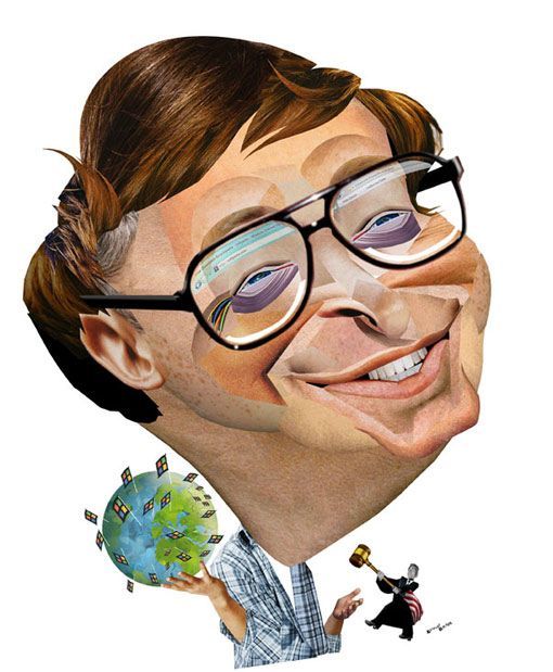 Bill Gates digital collage caricature | Caricature, Digital collage, Comic character