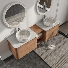 Malwee 72" Floating Bathroom Vanity with Sink, 72 Inch Wall Mounted Bathroom Cabinet Combo, Modern Double Sink Bath Storage Vanity Set, with 4 Soft Close Doors and Ceramic Vessel Basin Top(72-PP