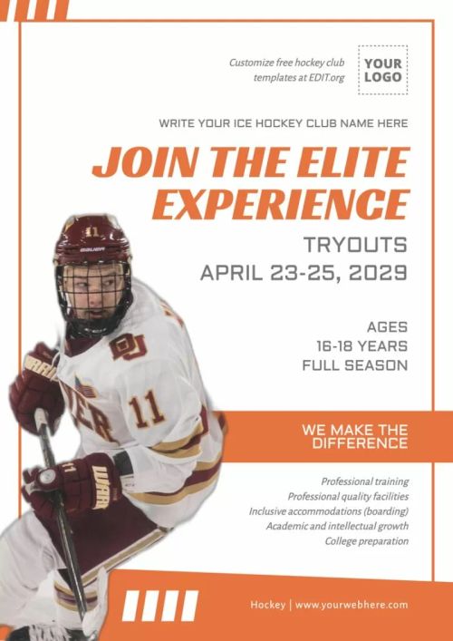 Editable hockey program template to customize for free