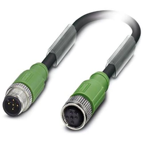 Sensor/actuator cable, 5-position halogen-free, shielded, Plug straight M12, coding: A, connected with unwired, on Socket straight M12, coding: A, cable length: 1.5 m