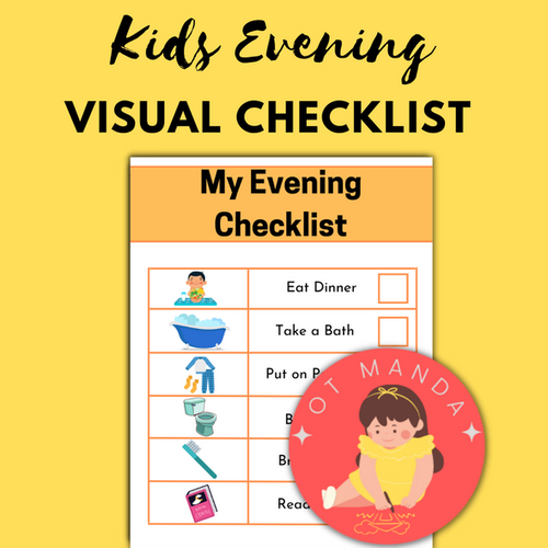 Kids Evening Visual Schedule Checklist | Occupational Therapy Bedtime Routine Chart | OT ADL Picture Aides for Pediatrics | My Night Routine