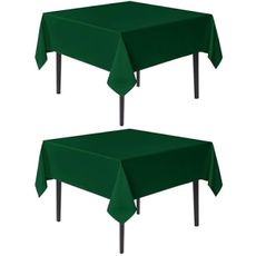 sancua Square Tablecloths 60x60 Inch Hunter Green, 2 Pack - Fabric Table Cloth for Square or Round Tables, Washable Polyester Table Cover for Christmas Dinner, Holiday Party, Display Tables