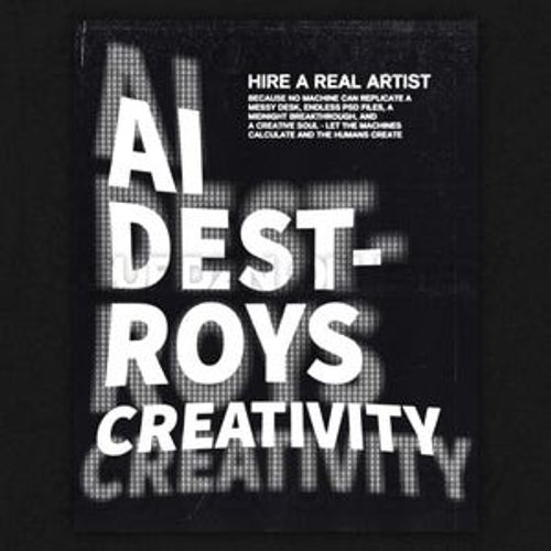 Anti Ai Art, Anti AI Poster, Stop Ai Art, Hire Artists Print, Wall Art, Anti Ai Statement, Stop Ai Wall Sign, Artistic Protest Poster image 3