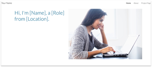 Google Sites' Portfolio template homepage