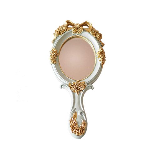 Vintage Hand Held Mirror, Vanity Rose Gold Makeup Mirror, Compact Travel Handheld Mirros, Gift for Mom, Wife, Girl Friend