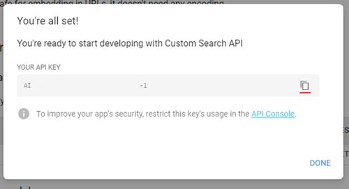 Copy the API KEY
