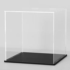 HOPEME 12 Inch Clear Acrylic Display Case, Cube Acrylic Box for Collectibles Showcase, Plexiglass Case with Matt Black Stand for Toys, Arts and Figures