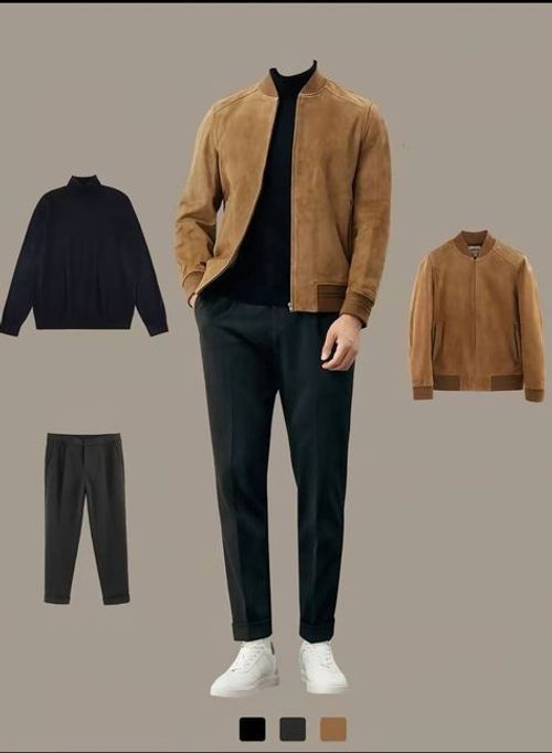 Men Smart Casual Outfit Autumn, Semi Formal Men Outfit Winter, Autumn Outfits Men 2024, Men Style Outfits Autumn 2024, Classy Outfits Men 2024, Autumn Outfits Men 2025, Beige Jacket Black Pants Men, Men Autumn Outfit 2024, Men Outfit Uniqlo