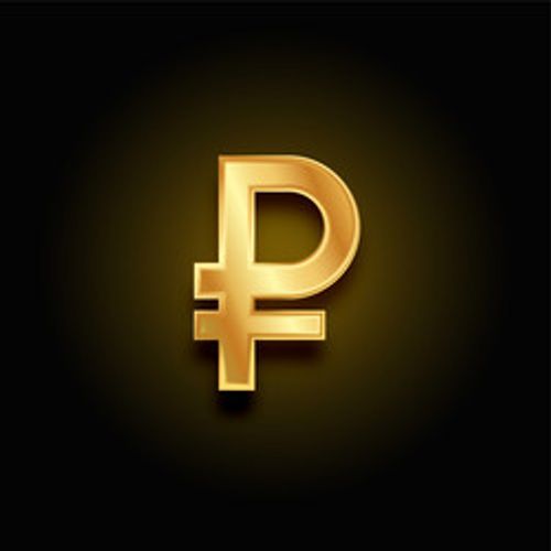 russian ruble symbol in golden vector