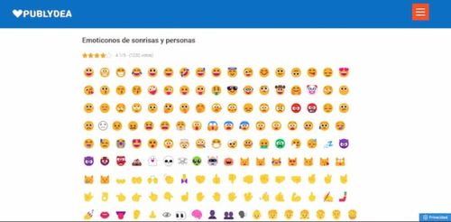 Publydea es una interesante página donde podrás encontrar muchos emojis para copiar y pegar