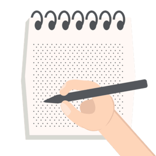 escribir a mano en un cuaderno en blanco conjunto de colección de variación de textura de papel punteado png