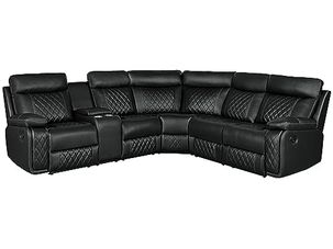 ERYE L-Shape Manual Reclining Motion Sectional Sofa Couch,5 Seaters Corner PU Leather Upholstered Recliner Sofa&Couch W/Storage Console,2 Stainless Steel Cup Holders, for Living Room Sets