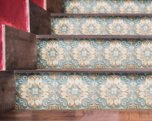 Vintage floral Floor Tiles, PVC Flooring, Linoleum Floor Tiles, kitchen Tile sticker, Bathroom Flooring, special lamination Tile Sticker