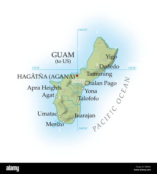 Map of Guam, close-up - Stock Image