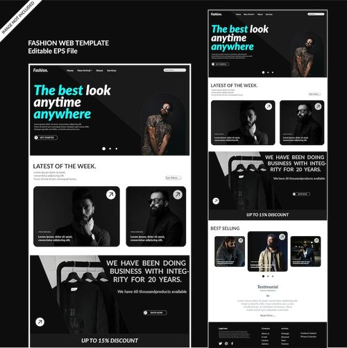 Vector website template design for fashion brand