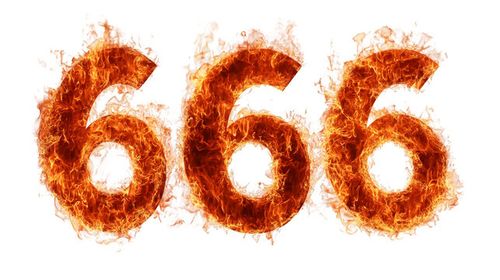 Burning demonic number 666 surrounded by intense fire, transparent backdrop enabling graphic design integration