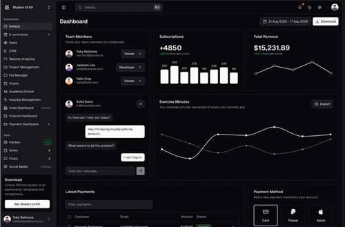 shadcn ui classic admin dashboard template