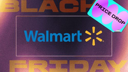 Walmart logo displayed against a deep plum background with the words Black Friday in orange along the edges