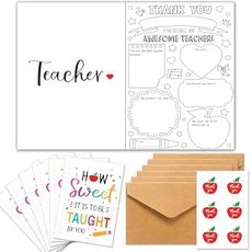 Motiskyy 6 Set Teacher Appreciation Gifts Cards for Teachers Rainbow Apple Thank You Gift Cards for Graduation(Graduation)
