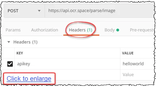 Test OCR API via Postman