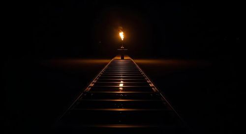 A Liminal Pathway Illuminated by a Torch Under the Cover of Night photo