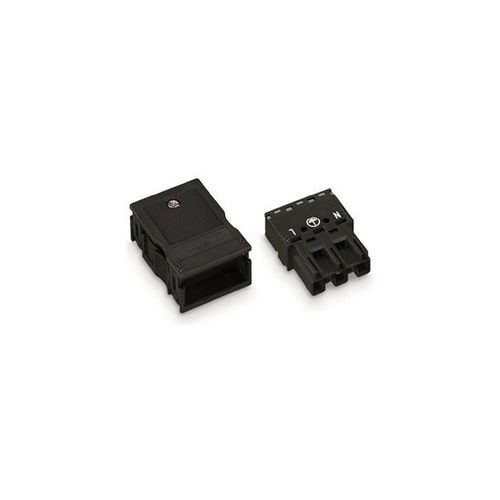 Plug - with strain relief housing - 3-pole - 4,00 mm² - black