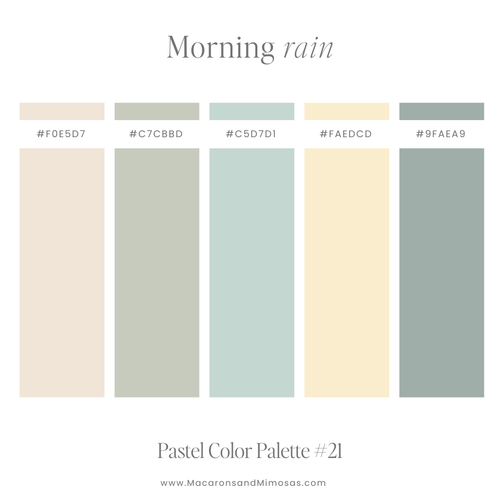 Pastel Green Color Palette with hex codes in a serene vibe