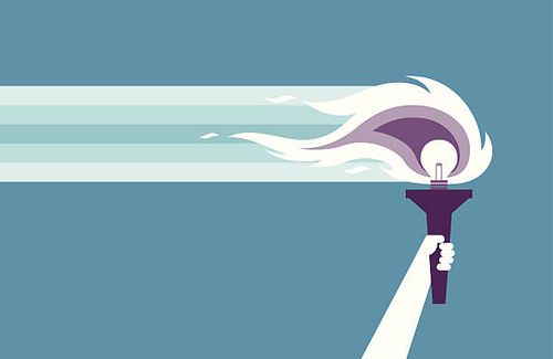 follow me - flaming torch stock illustrations