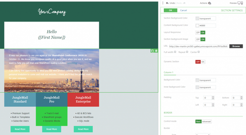 JungleMail interface