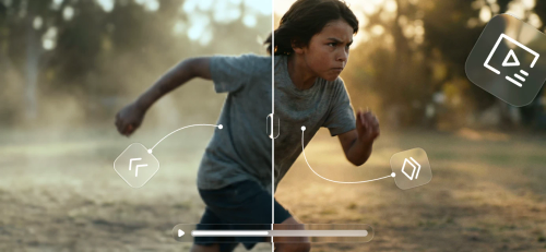 AI视频超分画质对比。左侧模糊，右侧为清晰的高清画面。