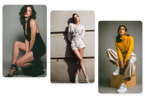 Diverse AI generated female models with different ethnicities and body types