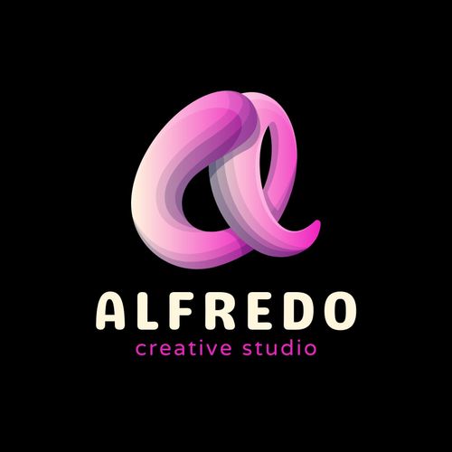 Black and Pink 3D Letter A Logo