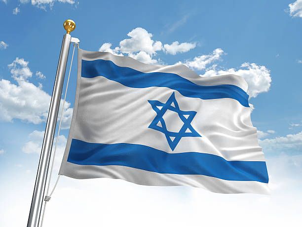 israel-flagge winken - israelische flagge stock-fotos und bilder