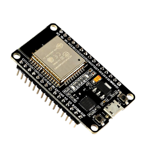 A transparent render of the ESP32-WROOM microcontroller