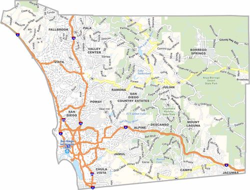 San Diego County Map California
