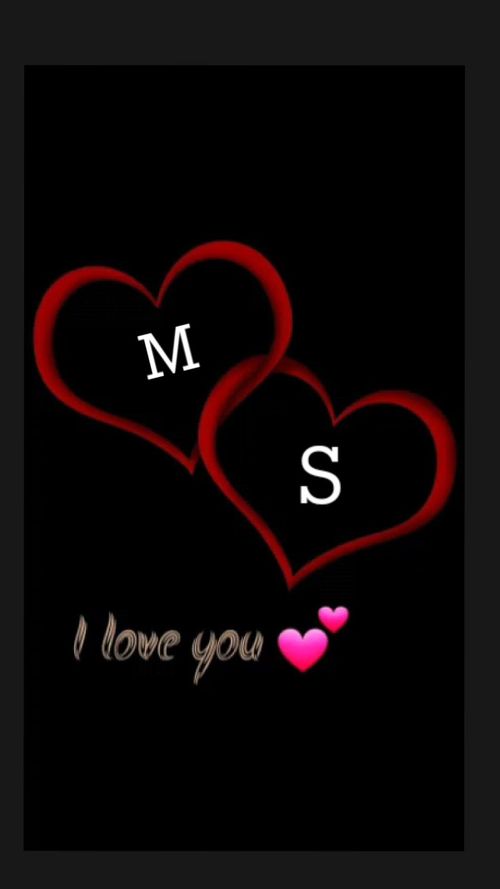 two hearts with the letter s and i love you written on them in black background