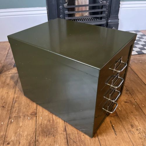 Vintage Industrial Steel Filing Cabinet 4 Drawer Unit Green Metal - Image 3 of 4