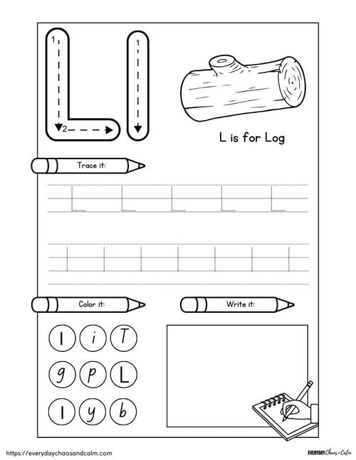 printable letter L worksheet, PDF, instant download, preschool, Kindergarten
