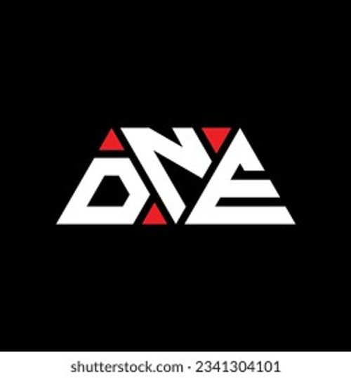 DNE triangle letter logo design with triangle shape. DNE triangle logo design monogram. DNE triangle vector logo template with red color. DNE triangular logo Simple, Elegant, and Luxurious design. Stock Vector