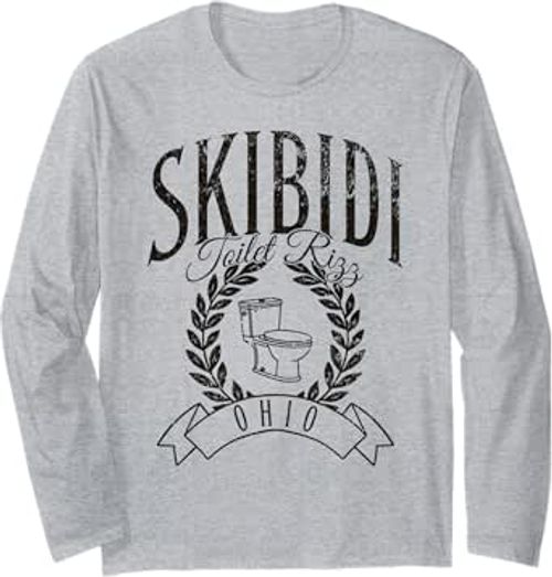 Skibidi Toilet Rizz Meme Ohio Humor Viral Trend Long Sleeve T-Shirt