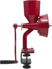WONDERMILL Junior Deluxe Grain Mill for Flour, Hand Crank Wheat Mill for Grains, Nuts, Seeds, Oily Foods & Spices, Grain Grinder with Stone and Stainless Steel Burrs (Red)